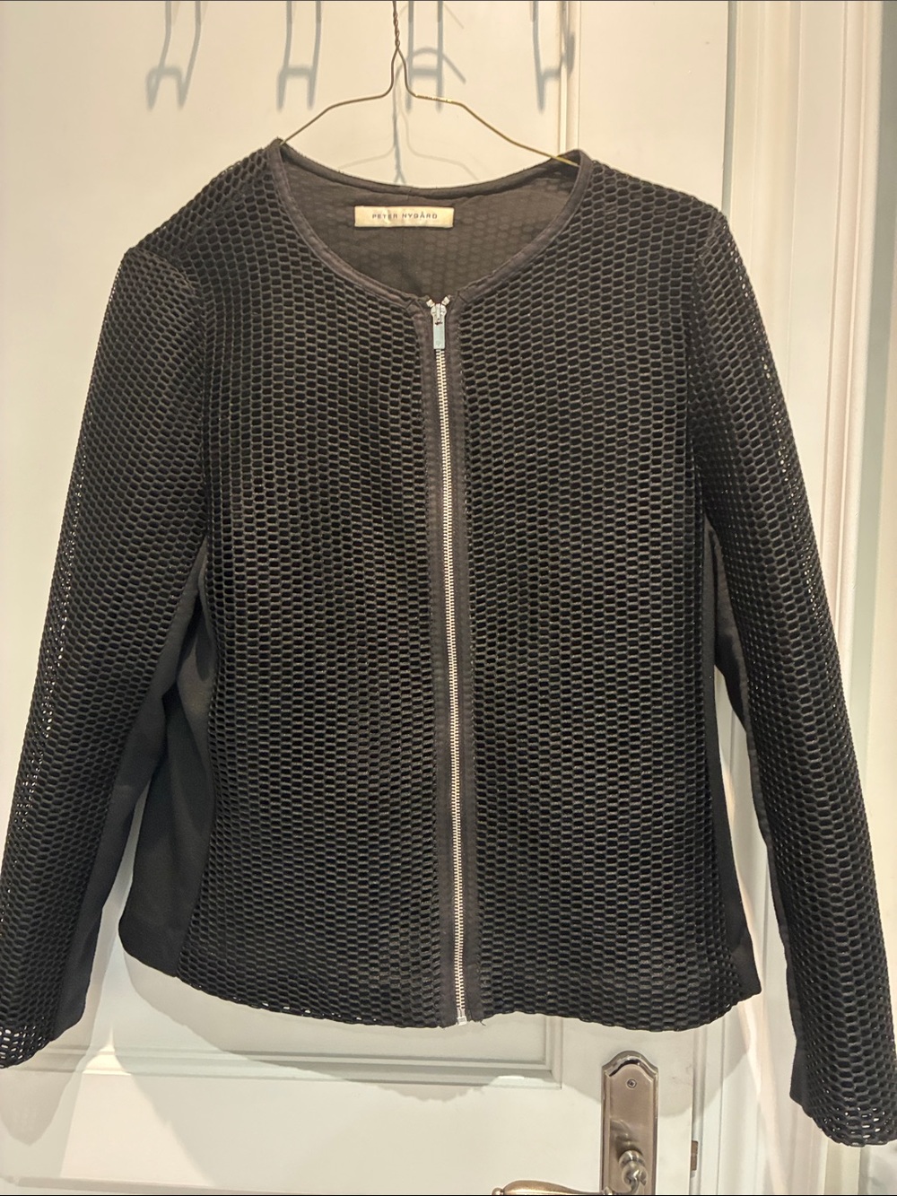 Peter Nygard Black Textured Mesh Zip Jacket👵MT